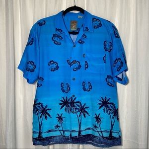 VTG Pineapple Connection Blue Hawaiian Shirt XL